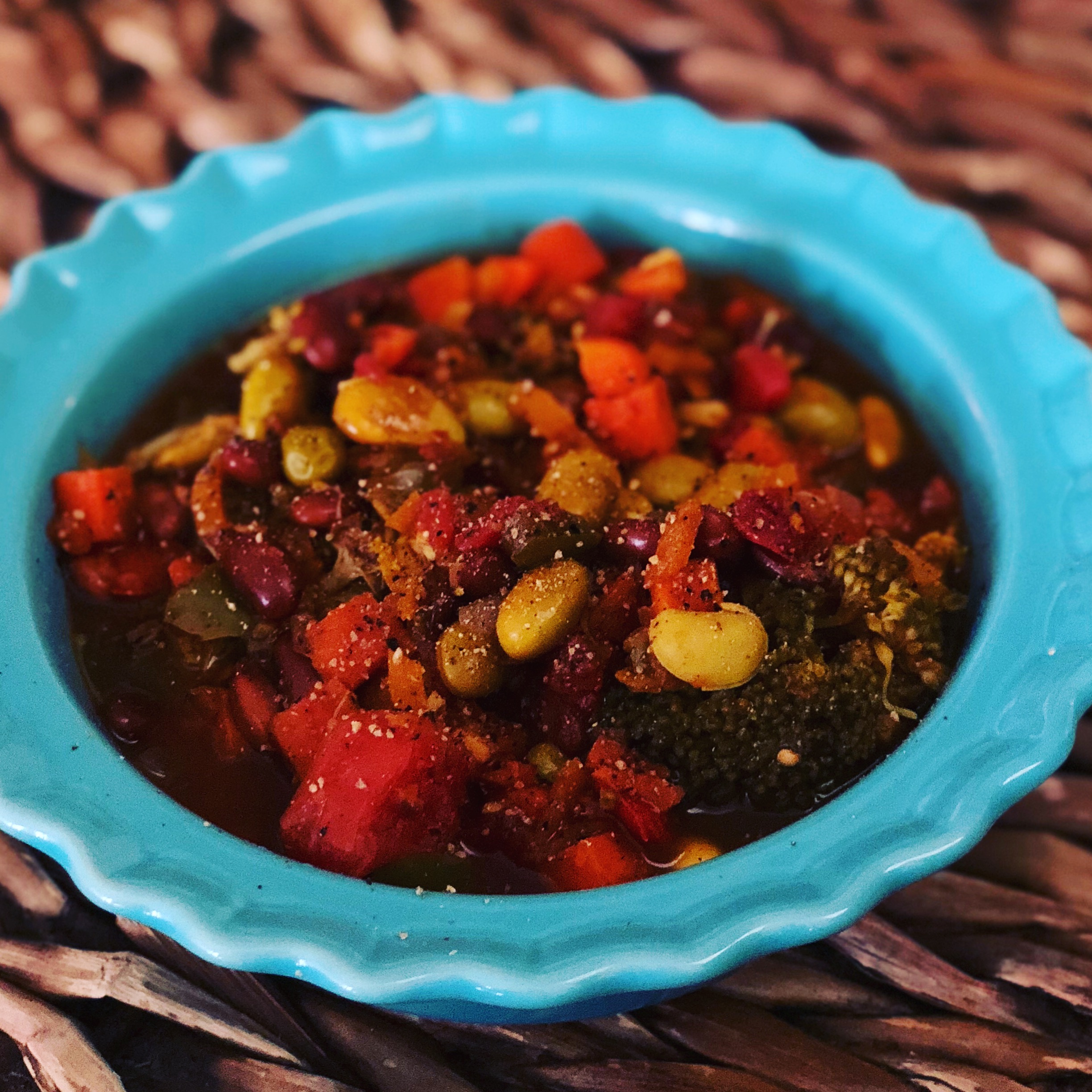black soybean and edamame vegetable soup