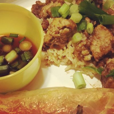 Mongolia Tofu and fried spring rolls | vegan air fryer | @jlgoesvegan